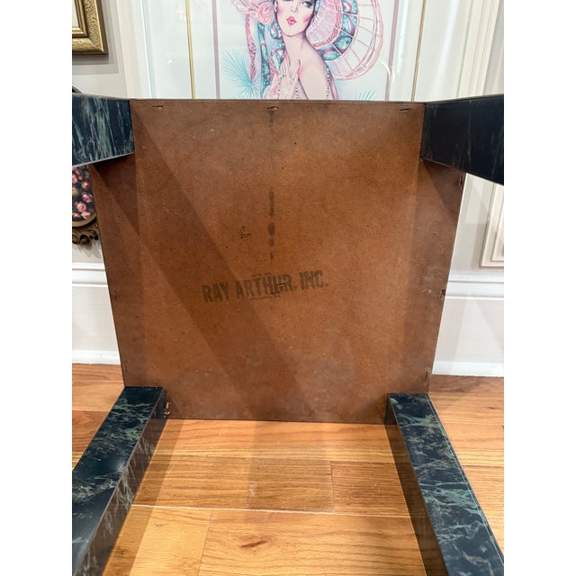 Vintage Pair of Faux Green Marble Laminate Side Tables by Ray Arthur Inc., Atlanta For Sale In Atlanta - Image 6 of 6