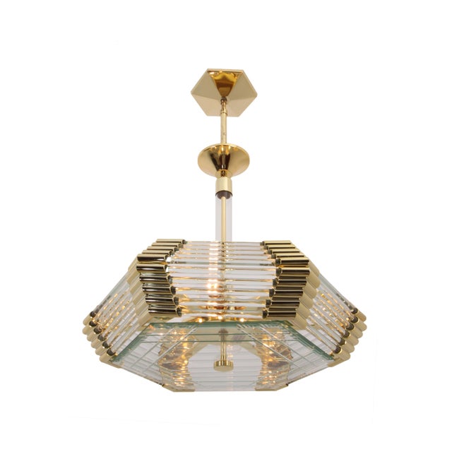 Hanging Glass Rod Chandelier Styled After Bakalowits & Sohne Brass