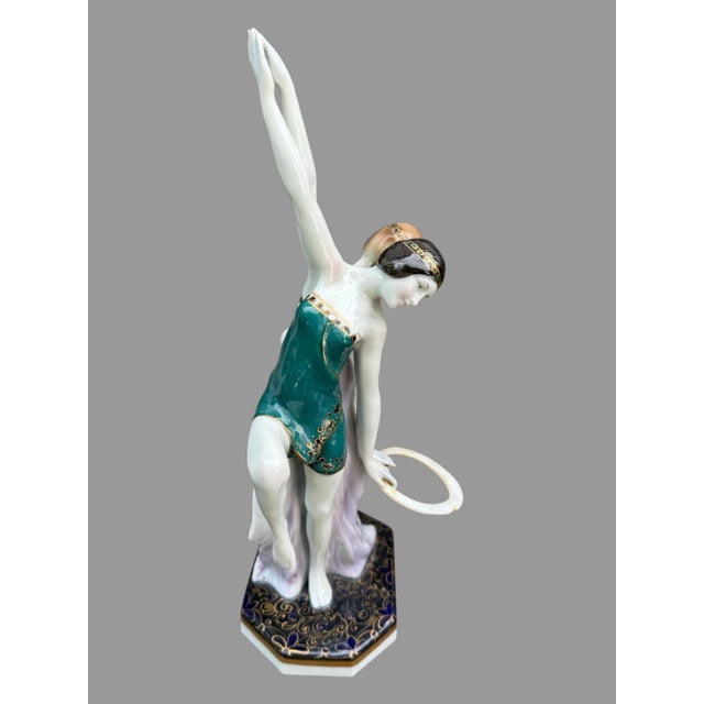 German Ens Porzellan Volkstedt Art Deco 11" Porcelain Statue Figurine Of Dancers This German Art Deco porcelain figurine,...