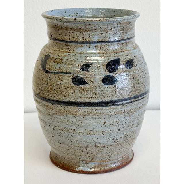 Vintage Studio Pottery Vase Vessel With Floral Detail For Sale - Image 4 of 11