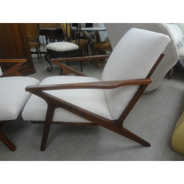 Mid-Century Modern 1960s Pair of French Mid-Century Modern Jeanneret Style Lounge Chairs For Sale - Image 3 of 12