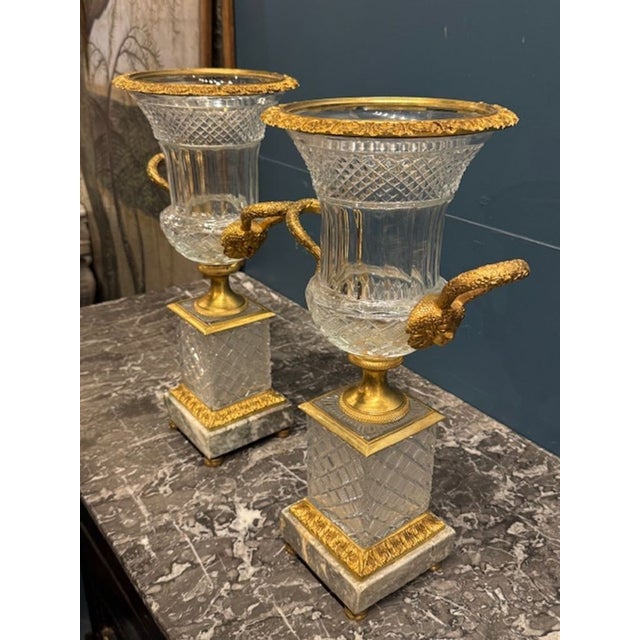 Traditional French Baccarat Manner Crystal and Gilt Bronzes Vases For Sale - Image 3 of 5