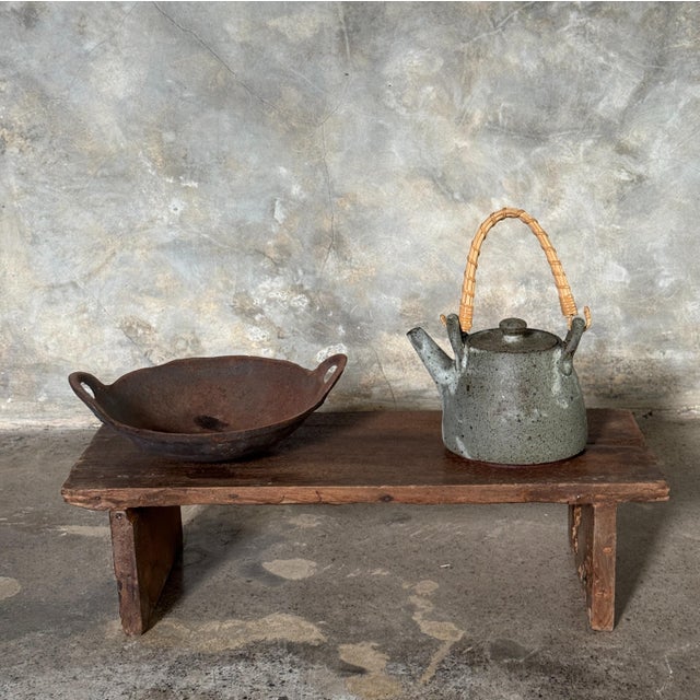 Small Low Bench in Antique Indonesian Teak, 1980s For Sale - Image 13 of 18