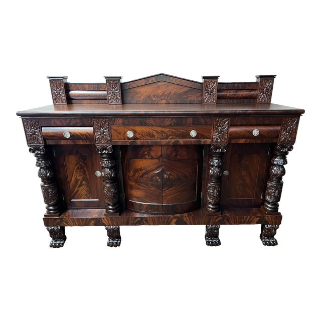 1830s Antique American Empire Mahogany Sideboard Buffet For Sale
