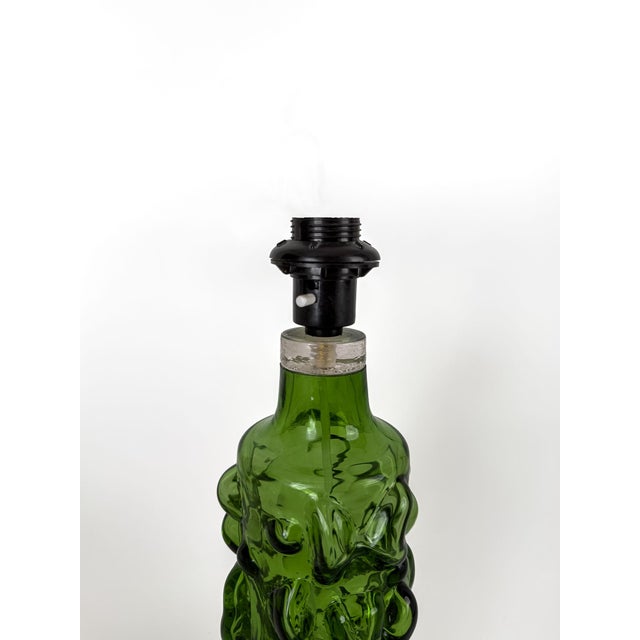Scandinavian Modern Green Art Glass Table Lamp, Sweden, 1970s For Sale - Image 6 of 9