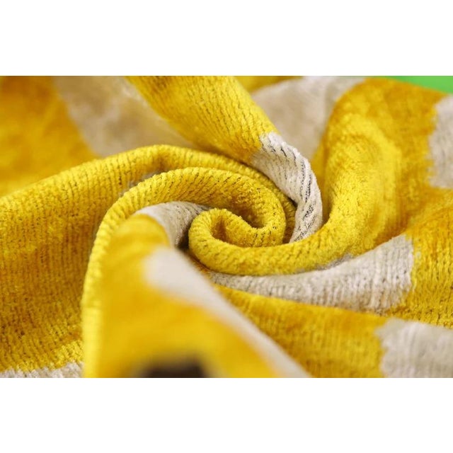 Luxury Silk Velvet Pillow 16x24 – Handmade Yellow Polka Dot Lumbar Cushion For Sale - Image 4 of 8