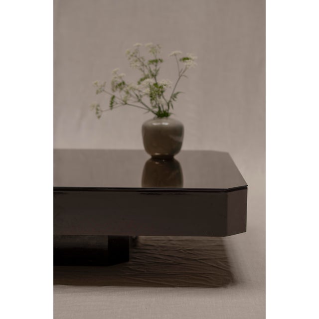 Space Age Coffee Table in Dark Brown Lacquer, 1970s For Sale - Image 4 of 9