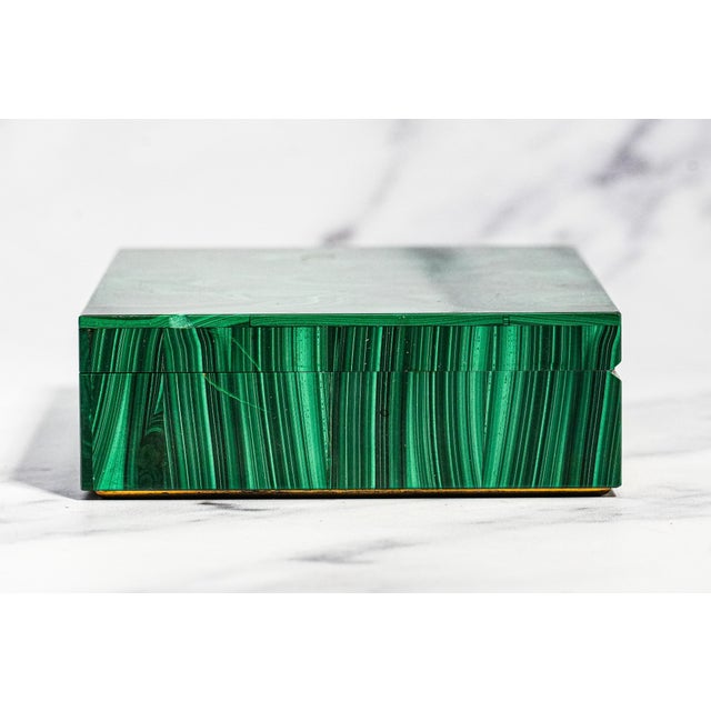 Amazing Antique Malachite Box 800 Silver Mounted Jewelry Casket White Onyx Interior European Luxury Desk Box With Provenance Home Decor For Sale - Image 10 of 17