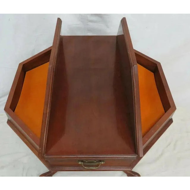 Brown Henkel Harris Jefferson Black Cherry Octagon Flip Top Pedestal Center Side Table For Sale - Image 8 of 12