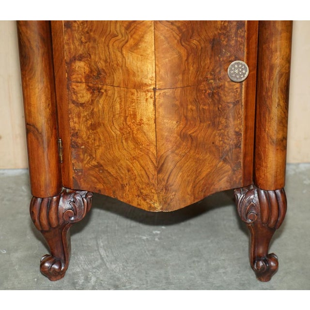 Brown Antique Victorian Burl Walnut Nightstands, Set of 2 For Sale - Image 8 of 18