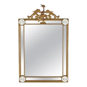 English Chinese Chippendale Regency Style Giltwood Parclose Wall Mirror Circa 1920