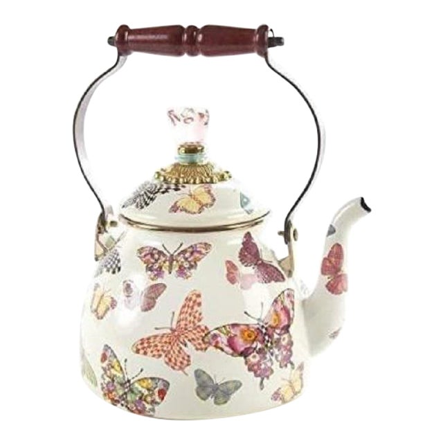 Mackenzie Childs Butterfly Garden Enamel Teapot Tea Kettle Chairish