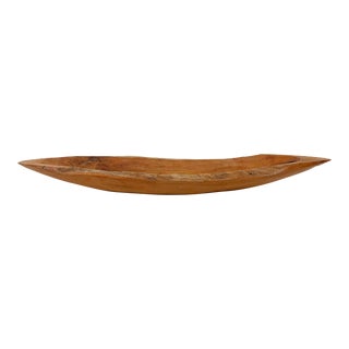 Vintage Teak Live Edge Long Decorative Bowl For Sale