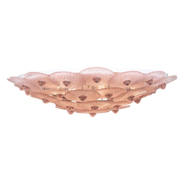Pink Murano glass flush mount by Carlo Nason crafted on the island of Murano outside of Venice, Italy. This spectacular...