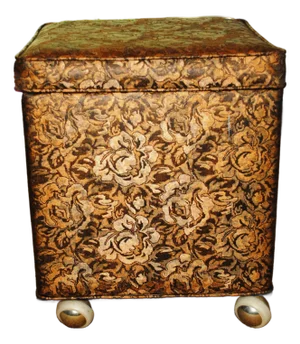 Mid Century Vinyl Sewing Ottoman Box Stool
