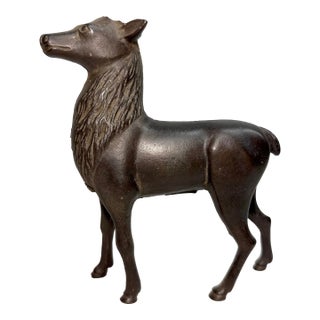Large Antique Early 1900's a.c. Williams Cast Iron Stag Deer Still Coin Bank For Sale