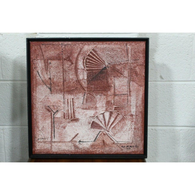 1970s "Earth 1" Brutalist Style Abstract Mixed-Media Painting, Framed For Sale In Detroit - Image 6 of 6