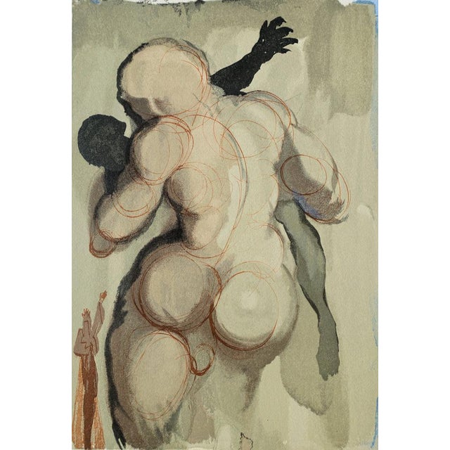 Salvador Dalí (1904-1989) Purgatory 6: The Negligent Struck by Violent Death Color wood engraving Unsigned On BFK Rives...