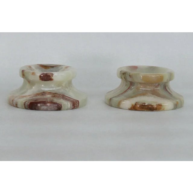 Mid 20th Century Slag Glass Vintage Candle Holders - A Pair For Sale - Image 5 of 11