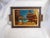 Impressive large decorative tray with french pirate / old boats scenery, églomisé technic with painted windows that give a...