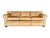 Contemporary Vintage English Leather Sofa Tan Color Nail Head Trim Feather Down Cushions For Sale - Image 3 of 18