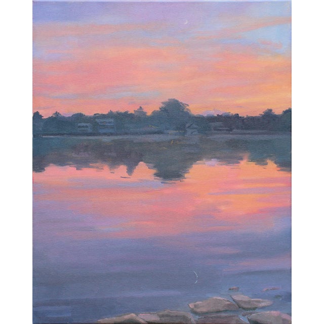 Sunset Moon River 16x20 Oil Painting by Michelle Farro For Sale