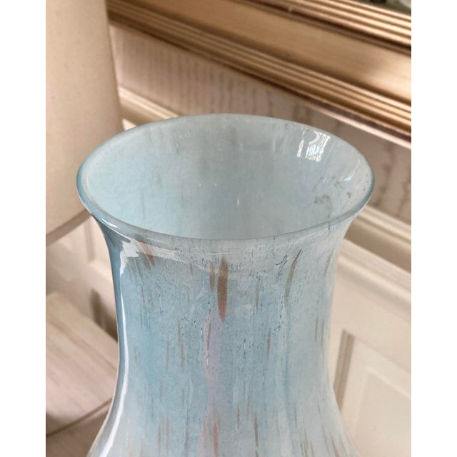 1970s Italian Murano-Style Handblown Blue Art Glass Vase With Gold and Silver Flecks, 21" For Sale - Image 14 of 18