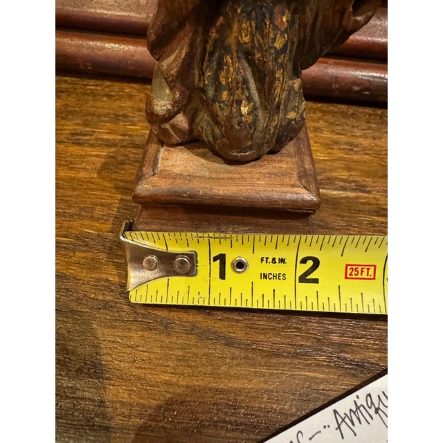 18th Century Polychromed Wooden Praying Santos Sculpture on Stand For Sale - Image 10 of 10