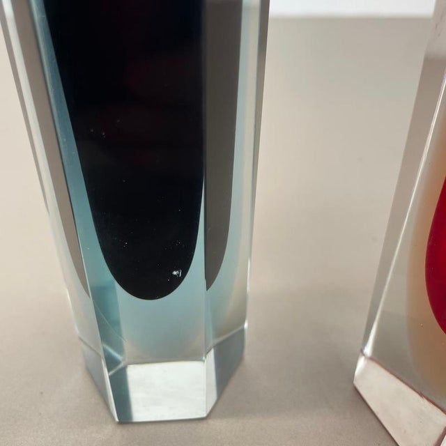 Glass Faceted Murano Glass Sommerso Vase by Flavio Poli, Italy, 1970s, Set of 2 For Sale - Image 7 of 17