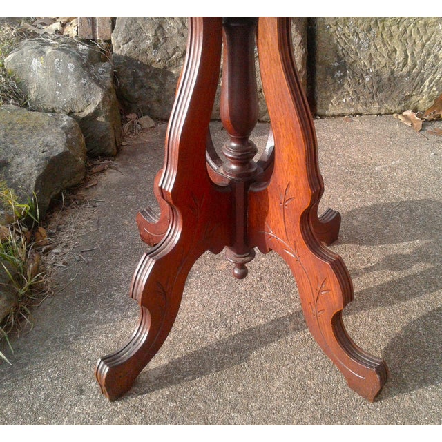 Antique Victorian Eastlake Solid Walnut Parlor Table 1870s For Sale - Image 9 of 18