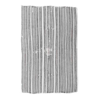 Striped Vintage Turkish Hemp Kilim Rug - 4`7" X 6`4" For Sale