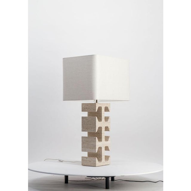 Dorse Travertine Table Lamp by Studio Karen B For Sale - Image 10 of 13
