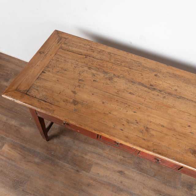 Early 19th Century Swedish Original Red Painted Pine Work Console Table For Sale - Image 4 of 16