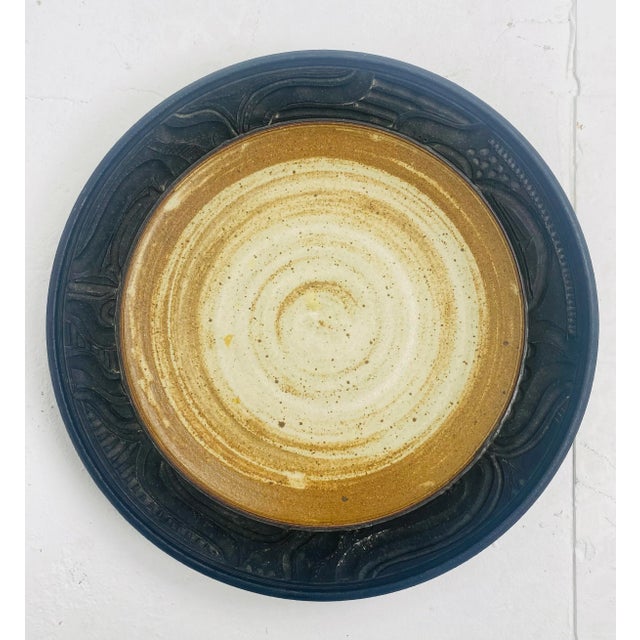 Mid Century Vintage Studio Pottery Large Decorator Charger For Sale - Image 4 of 8