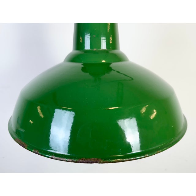 Industrial Green Enamel Factory Pendant Lamp, 1960s For Sale - Image 4 of 18