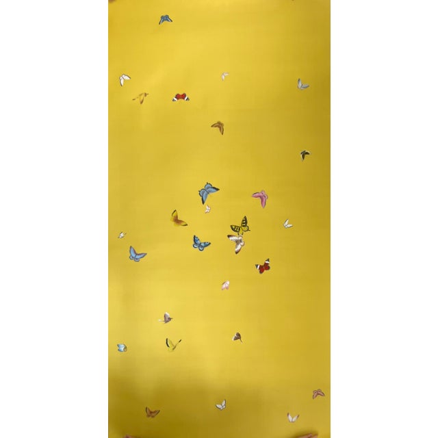 If you love the look of De Gournay wallpaper but not the price, this is for you. Mustard Yellow Chinoiserie Butterfly...