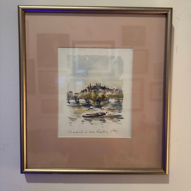 Robert Yan Original Watercolor "Ile De La Cite, Paris" 1990 - Signed For Sale In Greenville, SC - Image 6 of 12