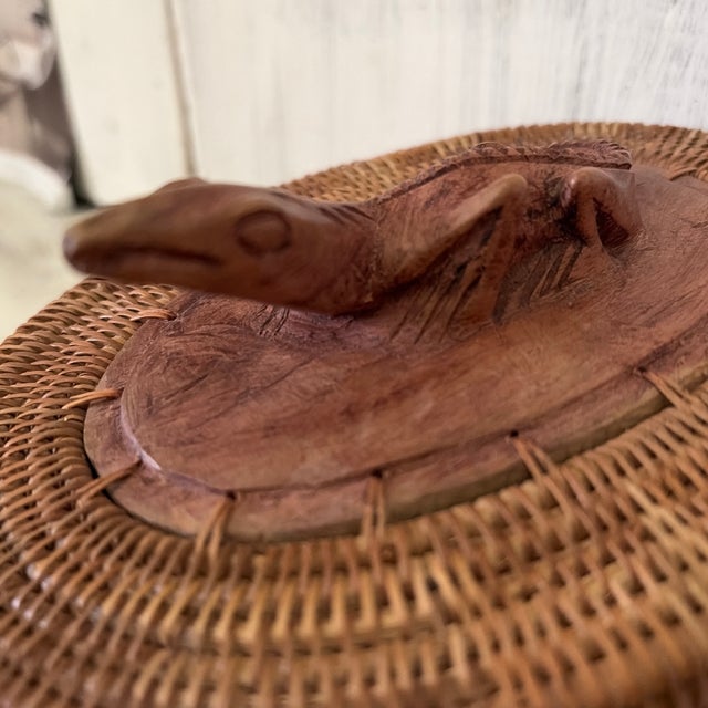 Vintage Wicker Basket W/ Lizard Top For Sale - Image 11 of 12