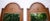 An unusual mid 20th century version of Classic Italian 'Serliana" shape Olive Burl-wood arched wall mirrors with distinct...