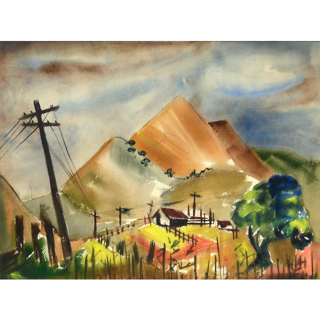 Mid 20th Century Mount Diablo, Mid Century Bay Area Hills Landscape Watercolor For Sale - Image 5 of 7