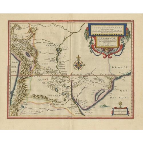 Blaeu Paraguay Map, Rio De La Plata, Antique Engraving, South America 1642 For Sale - Image 11 of 11