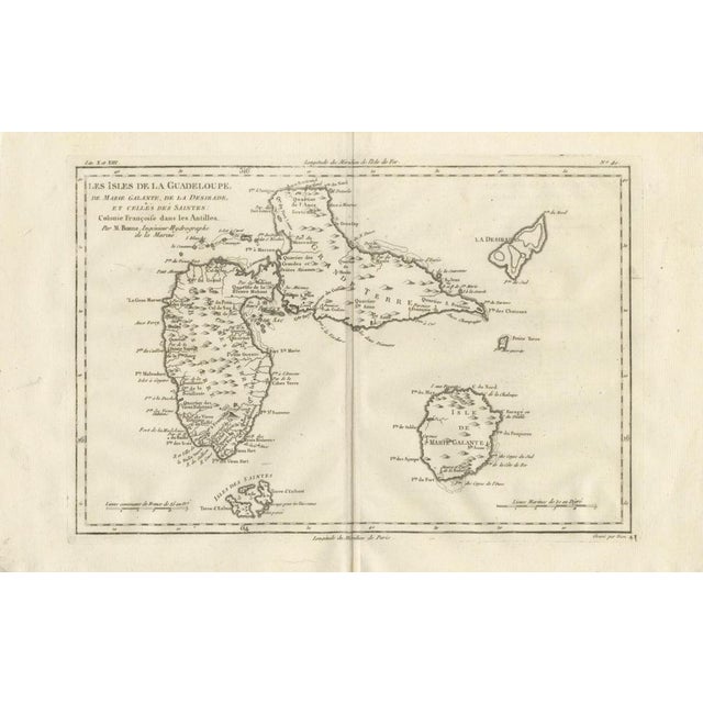 Antique Map Guadeloupe & Marie Galante, Rigobert Bonne Caribbean Chart c1780 This finely engraved eighteenth-century map...