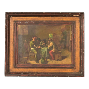 "Peasants Playing Cards" Reproduction Oil Painting by Adriaen Brouwer