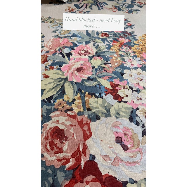 Clarence House "Bouquet" Hand Blocked Printed Fabric 2 Yards For Sale In Raleigh - Image 6 of 6