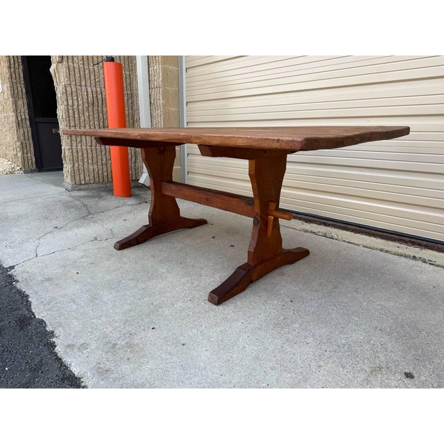 Antique 19th Century Farmhouse Trestle Base Dining Table For Sale - Image 10 of 12