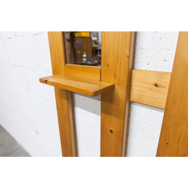 Vintage Wall-Mounted Coat Rack in Pine with Mirror, 1970 For Sale - Image 14 of 17