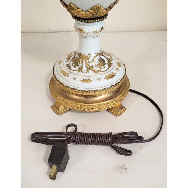 Antique White & Gilt Bronze Sevres Porcelain Urn Vase Lamp Angels For Sale - Image 18 of 18