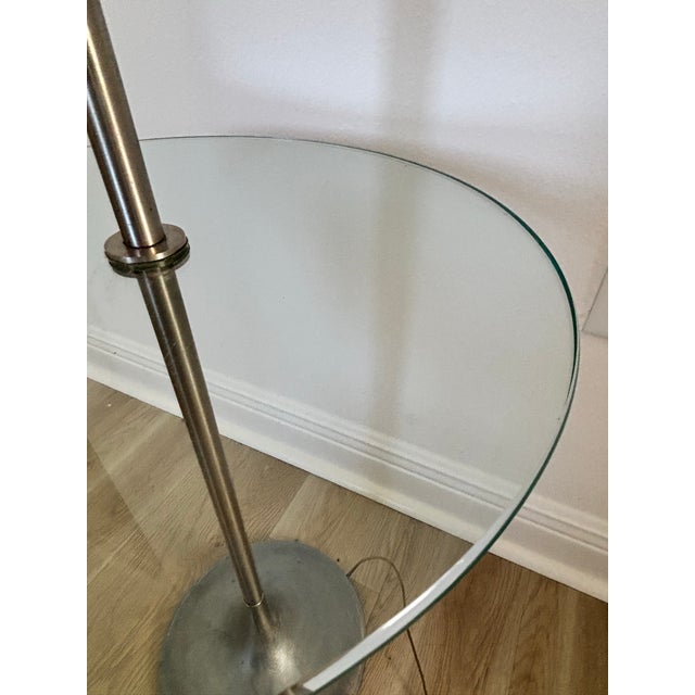 Silver Pair of Laurel Floor Lamps With Glass Side Table For Sale - Image 8 of 12