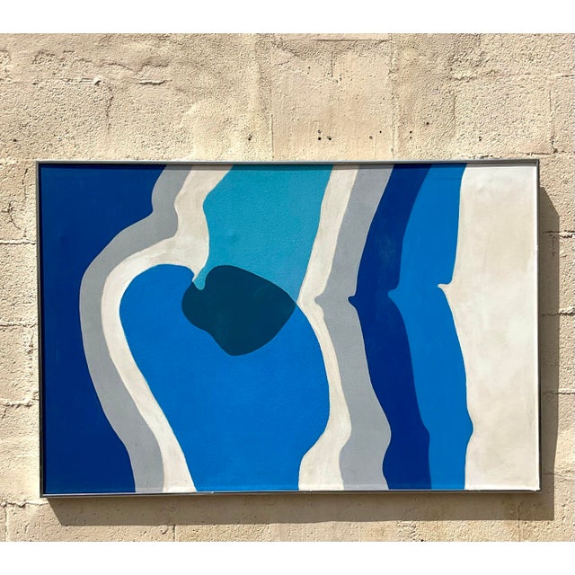 Mid 20th Century Vintage Boho Original Abstract Oil on Canvas For Sale - Image 5 of 6