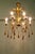 French Gilt Tolewear Chandelier with Amber Crystal Teardrops, 1910 For Sale - Image 3 of 9
